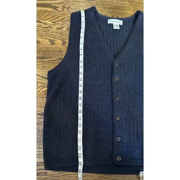 Banana Republic Merino Wool Sweater Vest Mens Large Navy Blue Button Up V Neck - Picture 7 of 7